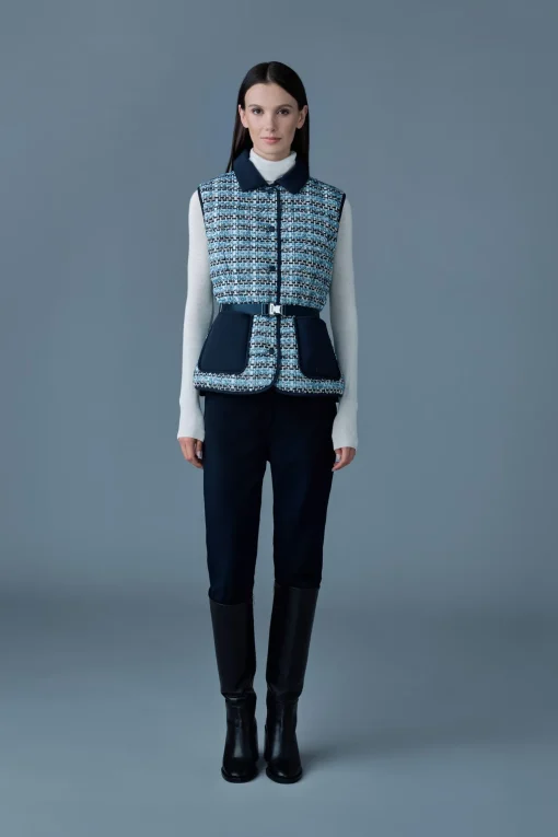 FRANCINE-TW Mix Media Light down Tweed vest