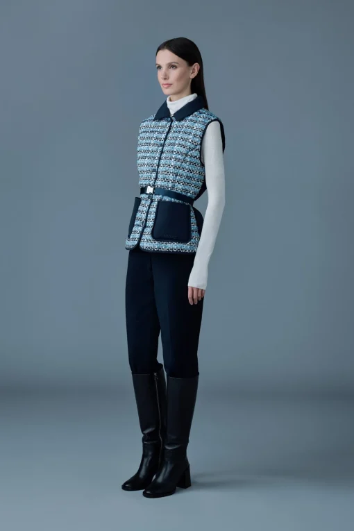 FRANCINE-TW Mix Media Light down Tweed vest