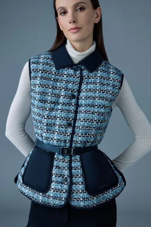 FRANCINE-TW Mix Media Light down Tweed vest