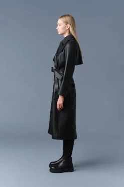 GAEL-V Maxi Leather Trench Coat