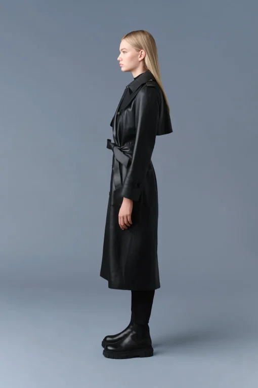 GAEL-V Maxi Leather Trench Coat