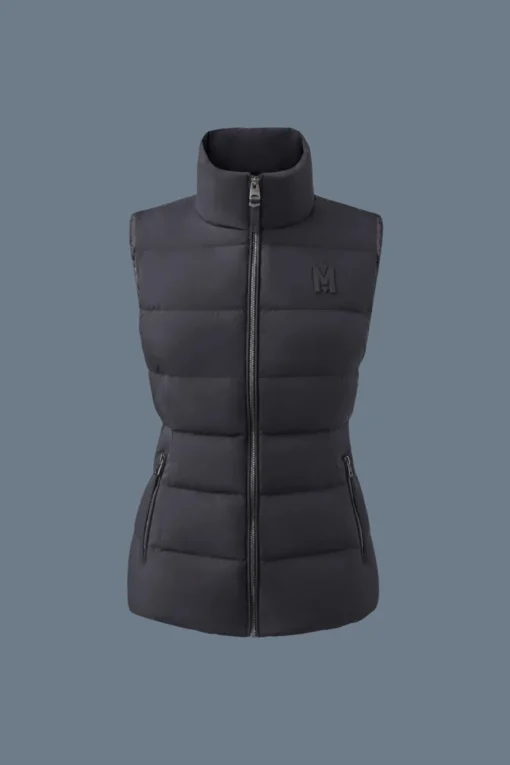 GISELA Stretch light down vest with stand collar