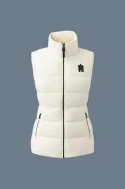 GISELA Stretch light down vest with stand collar