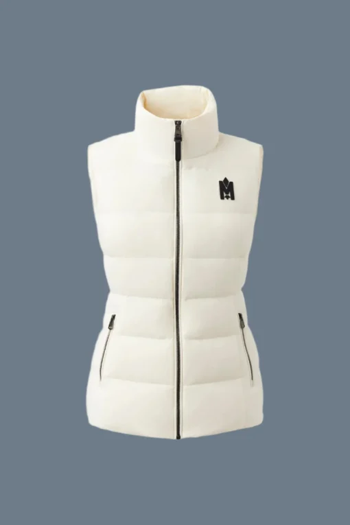 GISELA Stretch light down vest with stand collar