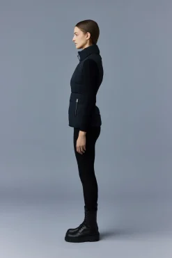 GISELA Stretch light down vest with stand collar