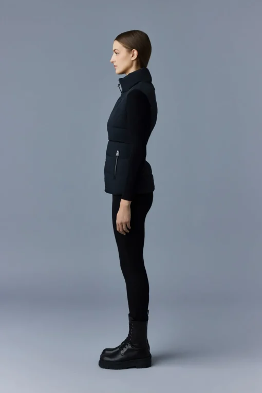 GISELA Stretch light down vest with stand collar