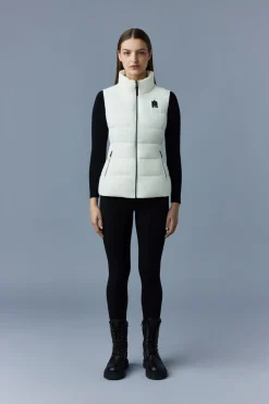 GISELA Stretch light down vest with stand collar