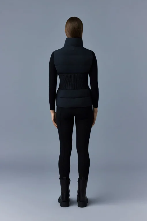 GISELA Stretch light down vest with stand collar