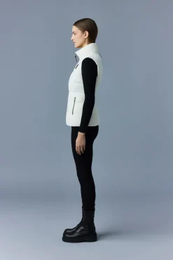 GISELA Stretch light down vest with stand collar