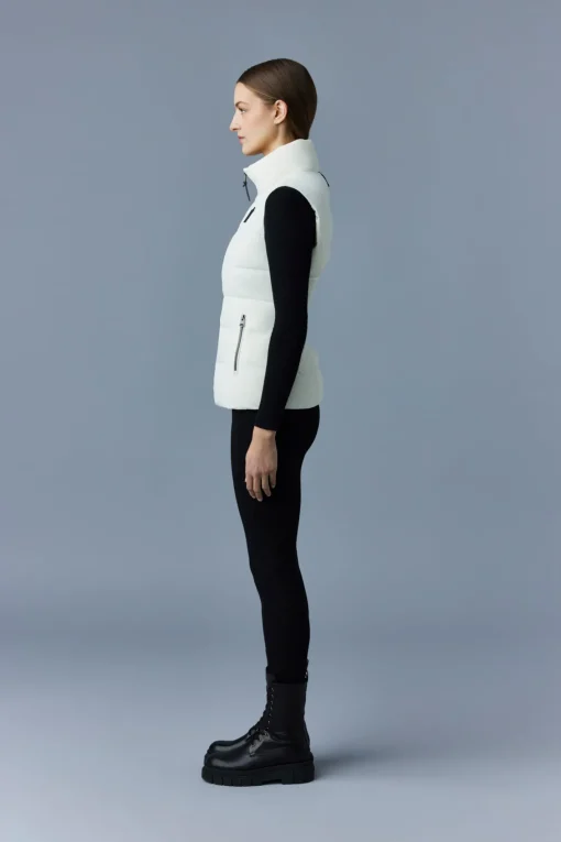 GISELA Stretch light down vest with stand collar