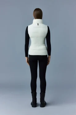GISELA Stretch light down vest with stand collar
