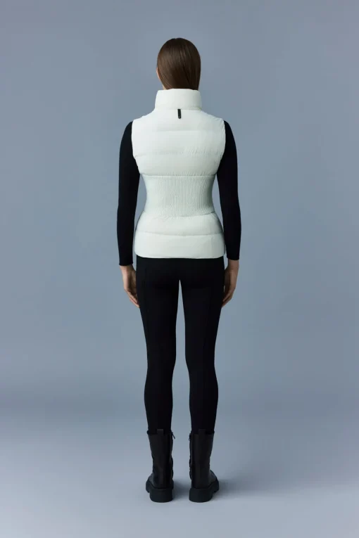GISELA Stretch light down vest with stand collar