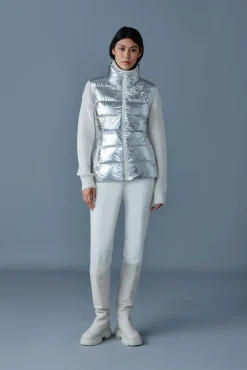 GISELA-MSF Metallic laminate snowflake down vest