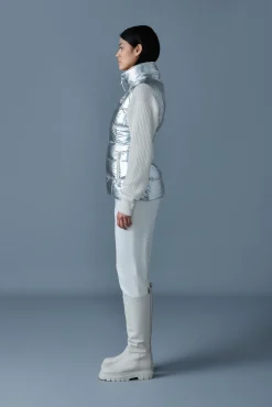 GISELA-MSF Metallic laminate snowflake down vest
