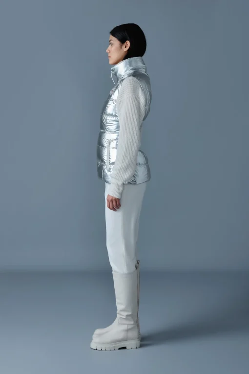 GISELA-MSF Metallic laminate snowflake down vest