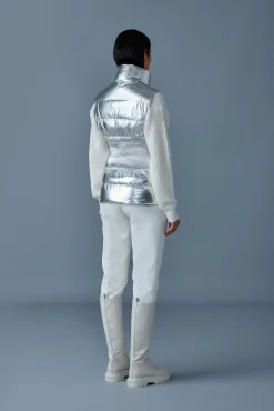 GISELA-MSF Metallic laminate snowflake down vest