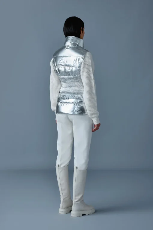 GISELA-MSF Metallic laminate snowflake down vest