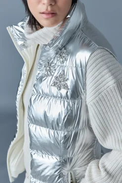 GISELA-MSF Metallic laminate snowflake down vest
