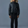 GLEN 2-in-1 (r) Leather bomber jacket with hooded bib & natural fur
