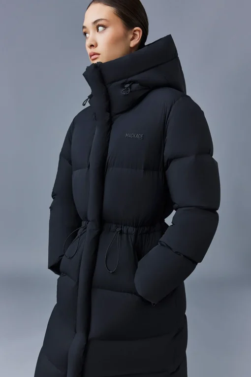ISHANI-CITY Long down quilted coat with hood