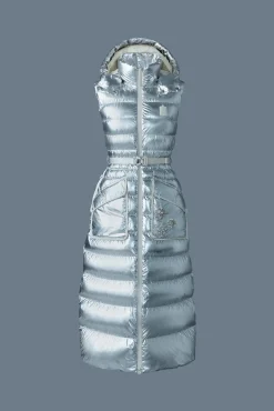 IVANKA-MSF Sleeveless metallic laminate snowflake coat