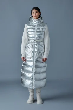 IVANKA-MSF Sleeveless metallic laminate snowflake coat