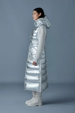 IVANKA-MSF Sleeveless metallic laminate snowflake coat
