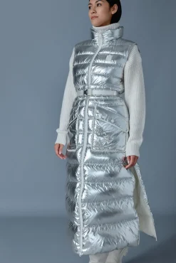 IVANKA-MSF Sleeveless metallic laminate snowflake coat