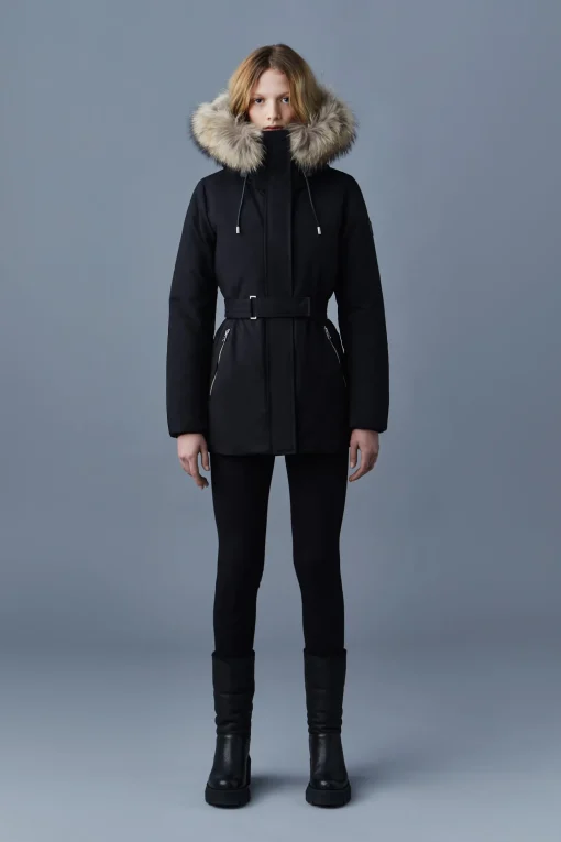 JENI 2-in-1 down parka with removable bib and natural fur