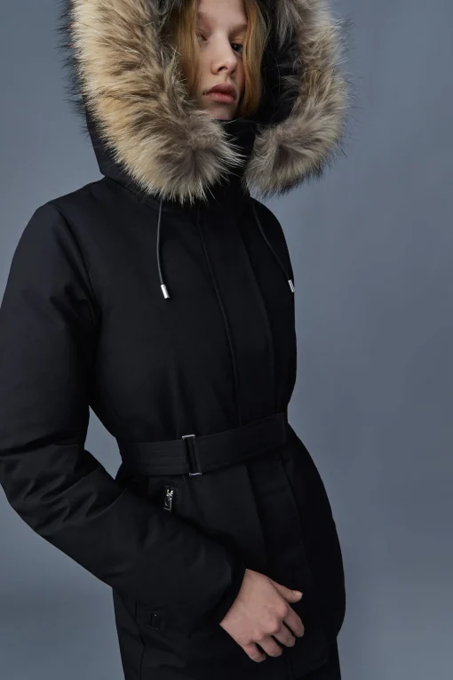 JENI 2-in-1 down parka with removable bib and natural fur