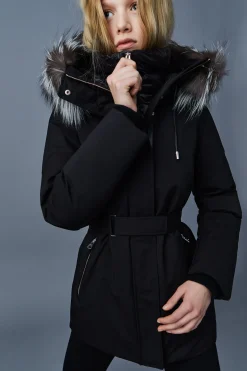 JENI 2-in-1 down parka with removable bib and silver fox fur