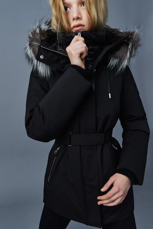 JENI 2-in-1 down parka with removable bib and silver fox fur