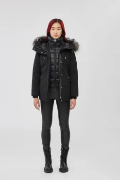 JENI 2-in-1 down parka with removable bib and silver fox fur