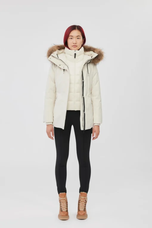 JENI 2-in-1 down parka with removable bib and natural fur