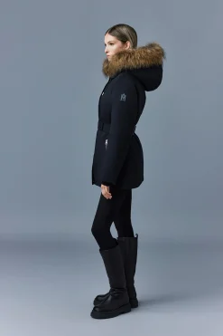 JENI-FZ 2-in-1 Down parka with removable bib & fur trim