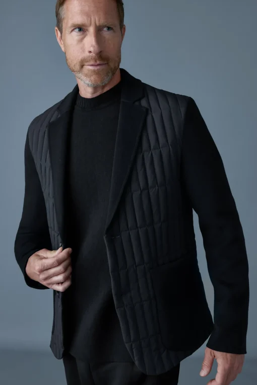 JOHN Mixed-media vertical quilt blazer
