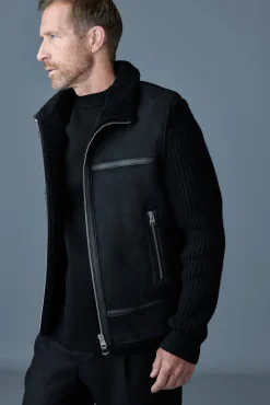 JONATHAN Mixed-media shearling jacket