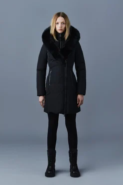 KAY Down coat with blue fox fur Signature Mackage Collar
