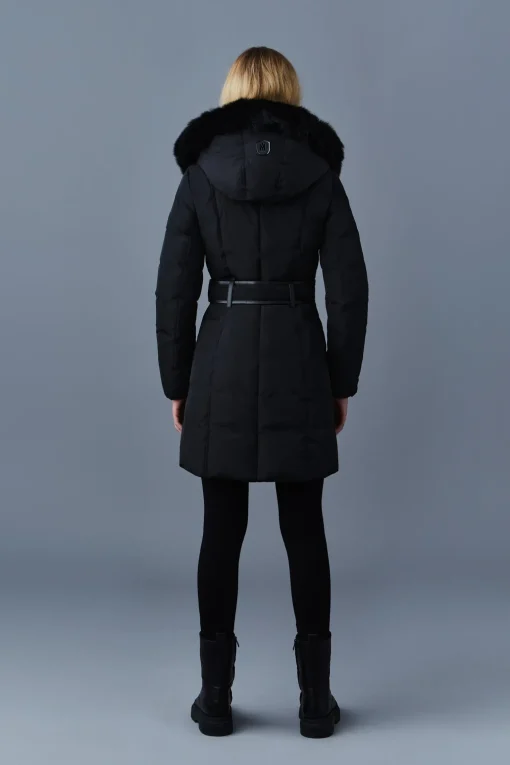 KAY Down coat with blue fox fur Signature Mackage Collar