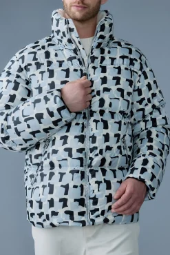 KENT-NV Tile graphic pattern down jacket with hood