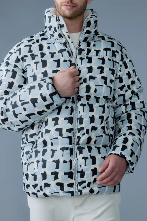 KENT-NV Tile graphic pattern down jacket with hood