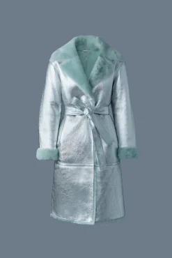 KIMBERLY Long leather shearling coat