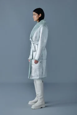 KIMBERLY Long leather shearling coat