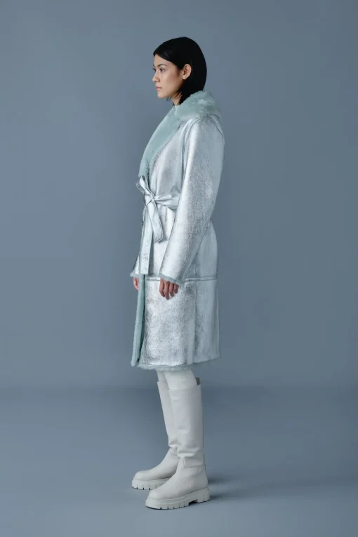 KIMBERLY Long leather shearling coat