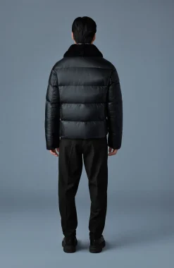 KYRIE Leather down quilted Jacket with shearling collar