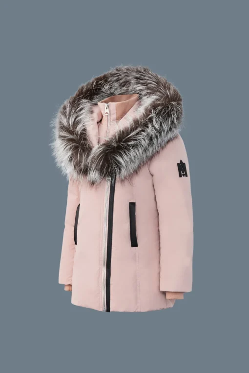 LEELEE Down coat with removable silver fox Signature Mackage Collar for toddlers (2-6 years)