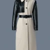 LEIKO Maxi Two-Toned Twill & Leather Trench