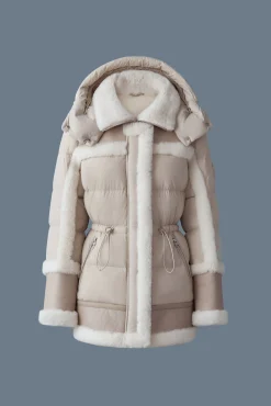 LILIBETH Mixed-media shearling down parka