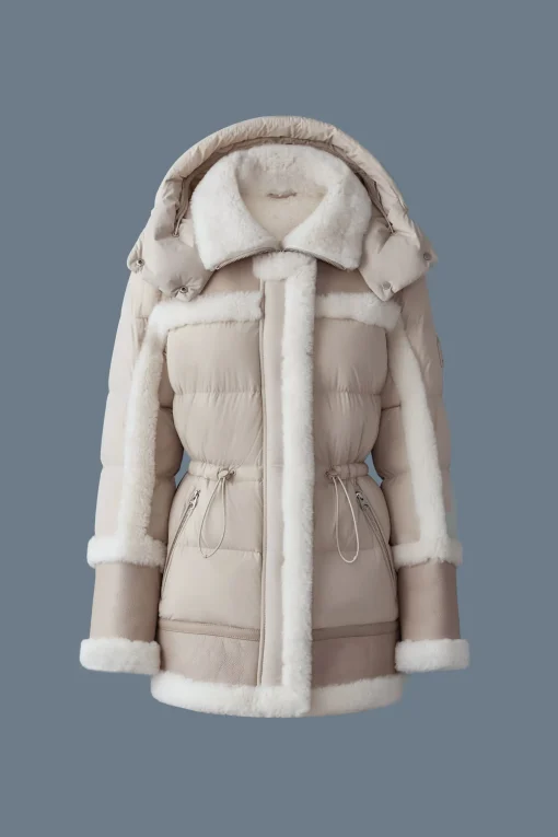 LILIBETH Mixed-media shearling down parka