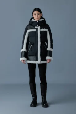 LILIBETH Mixed-media shearling down parka